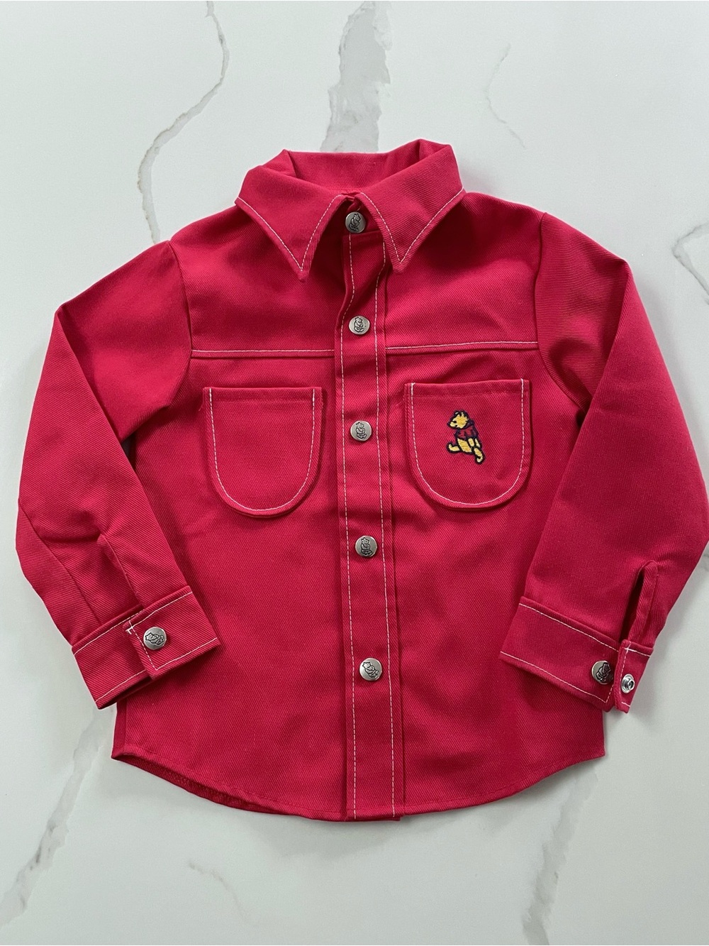Vintage 1970s Sears Disney Winnie-the-Pooh Red Canvas Jacket, Size 5